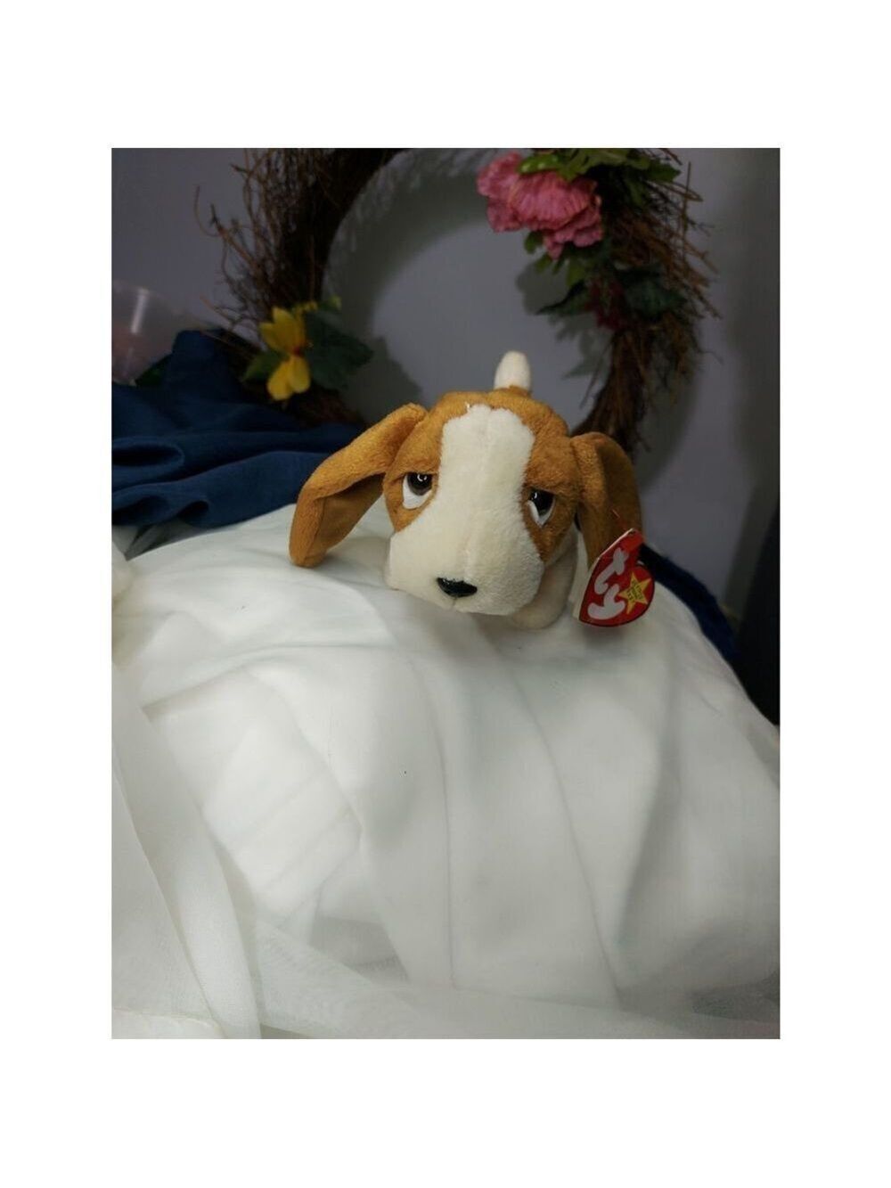Vintage 90s TY Beanie Baby Tracker Bassett Hound Dog